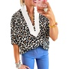 image:imageCicy Bell Womens Summer Floral Blouses V Neck Puff Half Sleeve Boho Tops Color Block Dressy Casual ShirtsLeopard Print