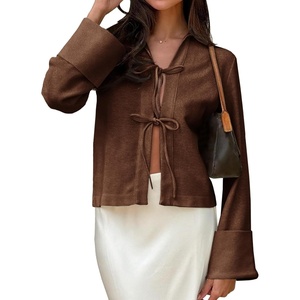 image:imageCicy Bell Womens Going Out Tops Cute Tie Front Tops Bell Long Sleeve Bow Shirts Summer Blouses WhiteCoffee
