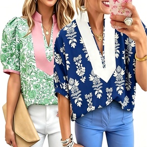 image:imageCicy Bell Womens Ptachwork Floral Puff Sleeve Tops Boho Summer Blouse