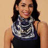 image:imageCicy Bell Silk Head Hair Scarf for Women Lightweight Coverings Bandanas Floral Fashion Square Scarves or Neck Bag 354Navy White