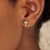 image:imageCicy Bell Womens Flat Back Stud Earrings 18K Gold Plated Hypoallergenic 316L G23 Surgical Titanium Steel CZ Stud Jewelry for Tragus Helix Cartilage Conch Piercing 20GGold Cross A