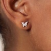 image:imageCicy Bell Womens Flat Back Stud Earrings 18K Gold Plated Hypoallergenic 316L G23 Surgical Titanium Steel CZ Stud Jewelry for Tragus Helix Cartilage Conch Piercing 20GSilver Butterfly B