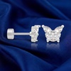 image:imageCicy Bell Womens Flat Back Stud Earrings 18K Gold Plated Hypoallergenic 316L G23 Surgical Titanium Steel CZ Stud Jewelry for Tragus Helix Cartilage Conch Piercing 20GSilver Butterfly B
