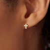 image:imageCicy Bell Womens Flat Back Stud Earrings 18K Gold Plated Hypoallergenic 316L G23 Surgical Titanium Steel CZ Stud Jewelry for Tragus Helix Cartilage Conch Piercing 20GGold Cross B
