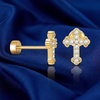 image:imageCicy Bell Womens Flat Back Stud Earrings 18K Gold Plated Hypoallergenic 316L G23 Surgical Titanium Steel CZ Stud Jewelry for Tragus Helix Cartilage Conch Piercing 20GGold Cross A