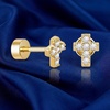 image:imageCicy Bell Womens Flat Back Stud Earrings 18K Gold Plated Hypoallergenic 316L G23 Surgical Titanium Steel CZ Stud Jewelry for Tragus Helix Cartilage Conch Piercing 20GGold Cross B