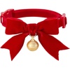 image:imageChristmas Pet Collar for Cats Dogs with Cute Bow Tie Bells Red and Green Festival Collars Safety Buckle Adjustable Breakaway Cat Bowtietie 9126inch Sweet Accessories Gift for Kitten Dog PuppyRed