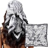 image:imageCicy Bell Silk Head Hair Scarf for Women Lightweight Coverings Bandanas Floral Fashion Square Scarves or Neck Bag 354Dark Blue White