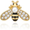 image:imageCicy Bell Womens Bee Brooch Pin 18K Gold Plated Oval Pearl Cubic Zirconia Birthday Pin Vintage Crystal Rhinestone Animal Lapel Pins Trendy Cute Jewelry GiftGold