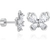 image:imageCicy Bell Womens Flat Back Stud Earrings 18K Gold Plated Hypoallergenic 316L G23 Surgical Titanium Steel CZ Stud Jewelry for Tragus Helix Cartilage Conch Piercing 20GSilver Butterfly A