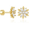 image:imageCicy Bell Womens Flat Back Stud Earrings 18K Gold Plated Hypoallergenic 316L G23 Surgical Titanium Steel CZ Stud Jewelry for Tragus Helix Cartilage Conch Piercing 20GGold Snowflake