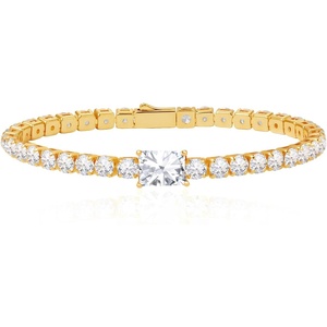 image:imageCicy Bell 18k Gold Plated Tennis Bracelets for Women Stackable Round and Square Cubic Zirconia Link Bracelets SetsGold