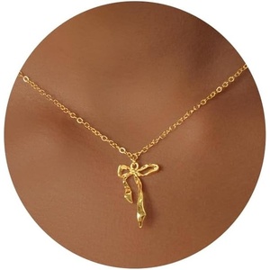 image:imageCicy Bell Bow Necklace for Women 18k Gold Plated Trendy Charm Adjustable Cute Dainty Bowknot Choker Chain Necklace Jewelry GiftsGoldStyle A