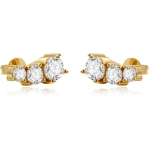 image:imageCicy Bell Womens Flat Back Stud Earrings 18K Gold Plated Hypoallergenic 316L G23 Surgical Titanium Steel CZ Stud Jewelry for Tragus Helix Cartilage Conch Piercing 20GGold Several Zircons