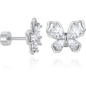 image:imageCicy Bell Womens Flat Back Stud Earrings 18K Gold Plated Hypoallergenic 316L G23 Surgical Titanium Steel CZ Stud Jewelry for Tragus Helix Cartilage Conch Piercing 20GSilver Butterfly A