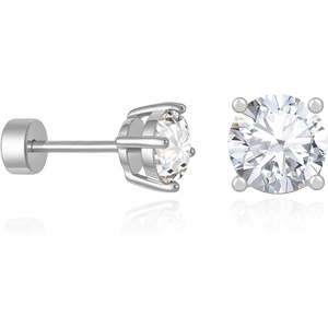 image:imageCicy Bell Womens Flat Back Stud Earrings 18K Gold Plated Hypoallergenic 316L G23 Surgical Titanium Steel CZ Stud Jewelry for Tragus Helix Cartilage Conch Piercing 20GSilver Dot Zircon