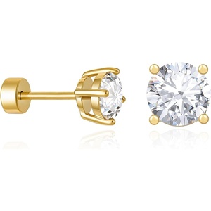 image:imageCicy Bell Womens Flat Back Stud Earrings 18K Gold Plated Hypoallergenic 316L G23 Surgical Titanium Steel CZ Stud Jewelry for Tragus Helix Cartilage Conch Piercing 20GGold Dot Zircon