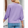 image:imageCicy Bell Womens 34 Puff Sleeve Sweater Tops Fall Casual Crew Neck Lightweight Knit Pullover Loose Fit Scallop Trim SweaterLight Purple