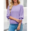image:imageCicy Bell Womens 34 Puff Sleeve Sweater Tops Fall Casual Crew Neck Lightweight Knit Pullover Loose Fit Scallop Trim SweaterLight Purple