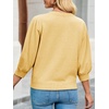 image:imageCicy Bell Womens 34 Puff Sleeve Sweater Tops Fall Casual Crew Neck Lightweight Knit Pullover Loose Fit Scallop Trim SweaterYellow