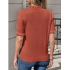 image:imageCicy Bell Womens Puff Short Sleeve Sweater Tops Ruffle Henley Neck Spring Summer Pullover Dressy Casual Knit ShirtsBrick Red