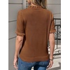 image:imageCicy Bell Womens Puff Short Sleeve Sweater Tops Ruffle Henley Neck Spring Summer Pullover Dressy Casual Knit ShirtsBrown