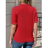image:imageCicy Bell Womens Puff Short Sleeve Sweater Tops Ruffle Henley Neck Spring Summer Pullover Dressy Casual Knit ShirtsRed