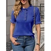 image:imageCicy Bell Womens Puff Short Sleeve Sweater Tops Ruffle Henley Neck Spring Summer Pullover Dressy Casual Knit ShirtsRoyal Blue