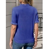 image:imageCicy Bell Womens Puff Short Sleeve Sweater Tops Ruffle Henley Neck Spring Summer Pullover Dressy Casual Knit ShirtsRoyal Blue
