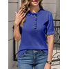 image:imageCicy Bell Womens Puff Short Sleeve Sweater Tops Ruffle Henley Neck Spring Summer Pullover Dressy Casual Knit ShirtsRoyal Blue