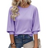 image:imageCicy Bell Womens 34 Puff Sleeve Sweater Tops Fall Casual Crew Neck Lightweight Knit Pullover Loose Fit Scallop Trim SweaterLight Purple