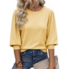 image:imageCicy Bell Womens 34 Puff Sleeve Sweater Tops Fall Casual Crew Neck Lightweight Knit Pullover Loose Fit Scallop Trim SweaterYellow