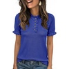 image:imageCicy Bell Womens Puff Short Sleeve Sweater Tops Ruffle Henley Neck Spring Summer Pullover Dressy Casual Knit ShirtsRoyal Blue