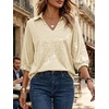 image:imageCicy Bell Womens 34 Sleeve Sparkly Tops Metallic Casual Blouses Loose Fit Collared V Neck Glitter Party ShirtsBeige