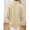image:imageCicy Bell Womens 34 Sleeve Sparkly Tops Metallic Casual Blouses Loose Fit Collared V Neck Glitter Party ShirtsBeige