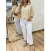 image:imageCicy Bell Womens 34 Sleeve Sparkly Tops Metallic Casual Blouses Loose Fit Collared V Neck Glitter Party ShirtsBeige