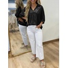 image:imageCicy Bell Womens 34 Sleeve Sparkly Tops Metallic Casual Blouses Loose Fit Collared V Neck Glitter Party ShirtsBlack