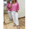 image:imageCicy Bell Womens 34 Sleeve Sparkly Tops Metallic Casual Blouses Loose Fit Collared V Neck Glitter Party ShirtsBright Pink