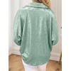 image:imageCicy Bell Womens 34 Sleeve Sparkly Tops Metallic Casual Blouses Loose Fit Collared V Neck Glitter Party ShirtsGreen