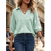 image:imageCicy Bell Womens 34 Sleeve Sparkly Tops Metallic Casual Blouses Loose Fit Collared V Neck Glitter Party ShirtsGreen