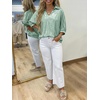 image:imageCicy Bell Womens 34 Sleeve Sparkly Tops Metallic Casual Blouses Loose Fit Collared V Neck Glitter Party ShirtsGreen