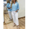 image:imageCicy Bell Womens 34 Sleeve Sparkly Tops Metallic Casual Blouses Loose Fit Collared V Neck Glitter Party ShirtsSky Blue