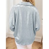 image:imageCicy Bell Womens 34 Sleeve Sparkly Tops Metallic Casual Blouses Loose Fit Collared V Neck Glitter Party ShirtsWhite