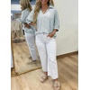 image:imageCicy Bell Womens 34 Sleeve Sparkly Tops Metallic Casual Blouses Loose Fit Collared V Neck Glitter Party ShirtsWhite