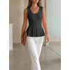 image:imageCicy Bell Womens Pleated Peplum Tank Tops Fitted Ribbed Knit Crew Neck Blouses Summer Sweater VestCute Black