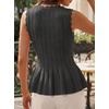 image:imageCicy Bell Womens Pleated Peplum Tank Tops Fitted Ribbed Knit Crew Neck Blouses Summer Sweater VestCute Black