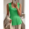 image:imageCicy Bell Womens Pleated Peplum Tank Tops Fitted Ribbed Knit Crew Neck Blouses Summer Sweater VestCute Green