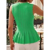 image:imageCicy Bell Womens Pleated Peplum Tank Tops Fitted Ribbed Knit Crew Neck Blouses Summer Sweater VestCute Green