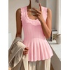 image:imageCicy Bell Womens Pleated Peplum Tank Tops Fitted Ribbed Knit Crew Neck Blouses Summer Sweater VestCute Pink