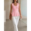 image:imageCicy Bell Womens Pleated Peplum Tank Tops Fitted Ribbed Knit Crew Neck Blouses Summer Sweater VestCute Pink